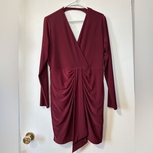 Le Chateau Burgundy Draped Wrap Dress 👗